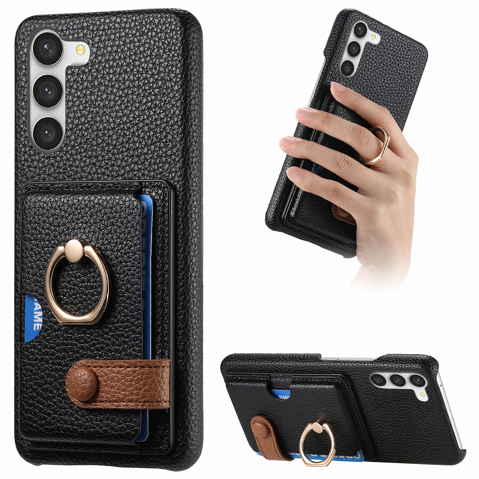 Y2 For Samsung Galaxy S23+ Case PU Leather Coated PC+TPU Kickstand Card Slots Phone Cover Y2 For Samsung Galaxy S23+ Case PU Leather Coated PC+TPU Kickstand Card Slots Phone Cover